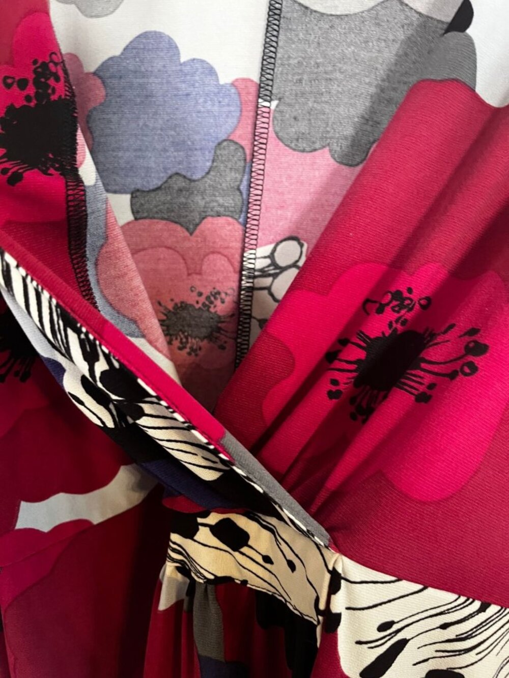 Colorful Floral Wrap Dress Pink 24W Resort Preppy Classic Retro Feminine - Picture 8 of 10